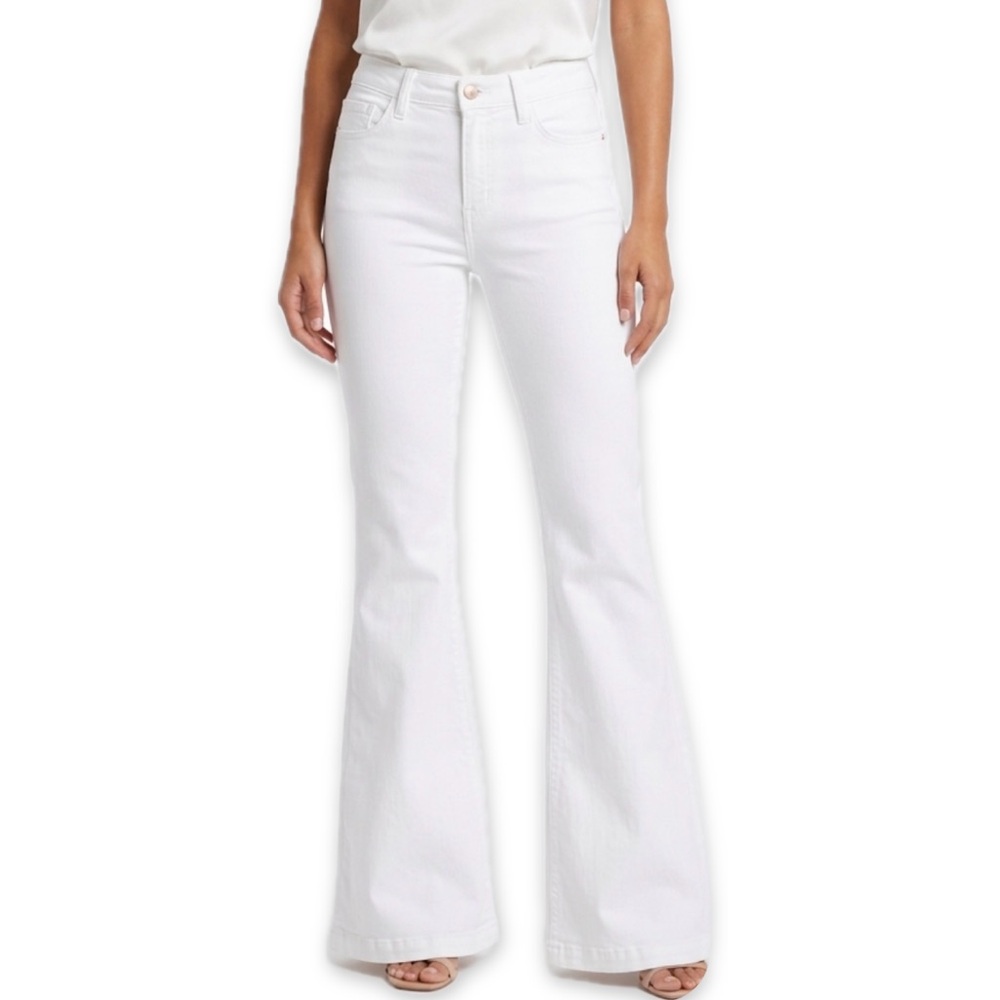 Jen 7 Ultra Flare Mid Rise White Jeans Size 8